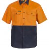 WS3023 Hi Vis Two Tone Short Sleeve Cotton Drill Shirt NO1