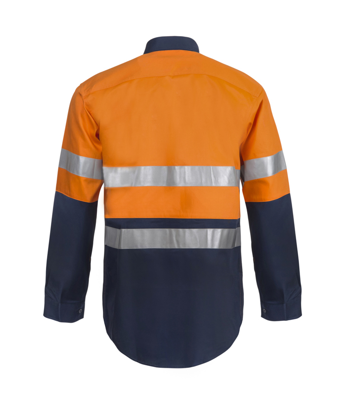 WS6030 Lightweight Hi Vis Two Tone Long Sleeve Cotton Drill Shirt with CSR Tape NO2