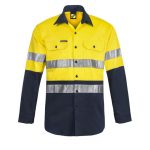 WS6030 Lightweight Hi Vis Two Tone Long Sleeve Cotton Drill Shirt with CSR Tape NY1