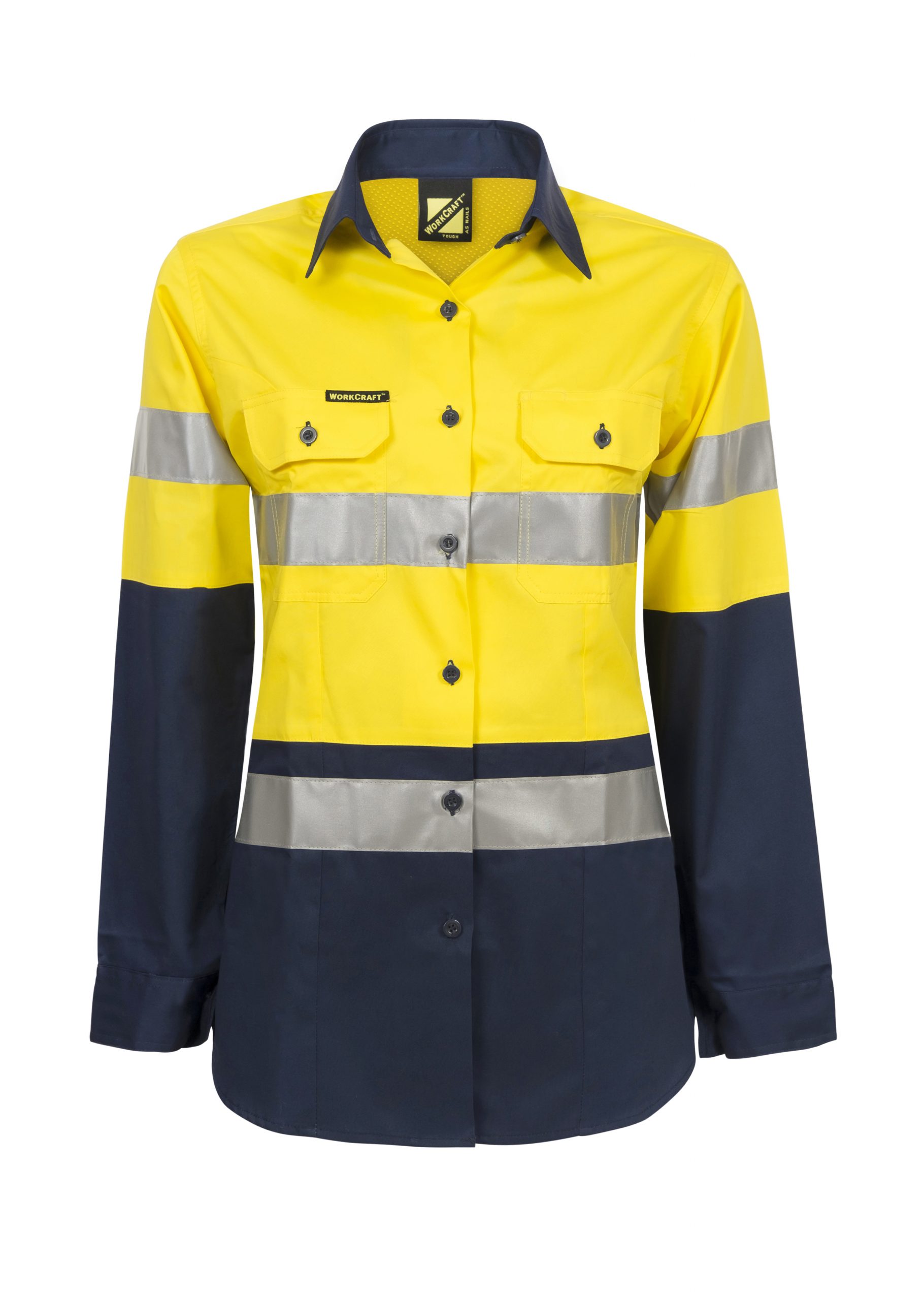 WSL501 Ladies Hi Vis Two Tone Long Sleeve Cotton Drill Shirt With CSR Tape NY1