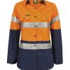 WSL501 Ladies Hi Vis Two Tone Long Sleeve Cotton Drill Shirt With CSR Tape NO1