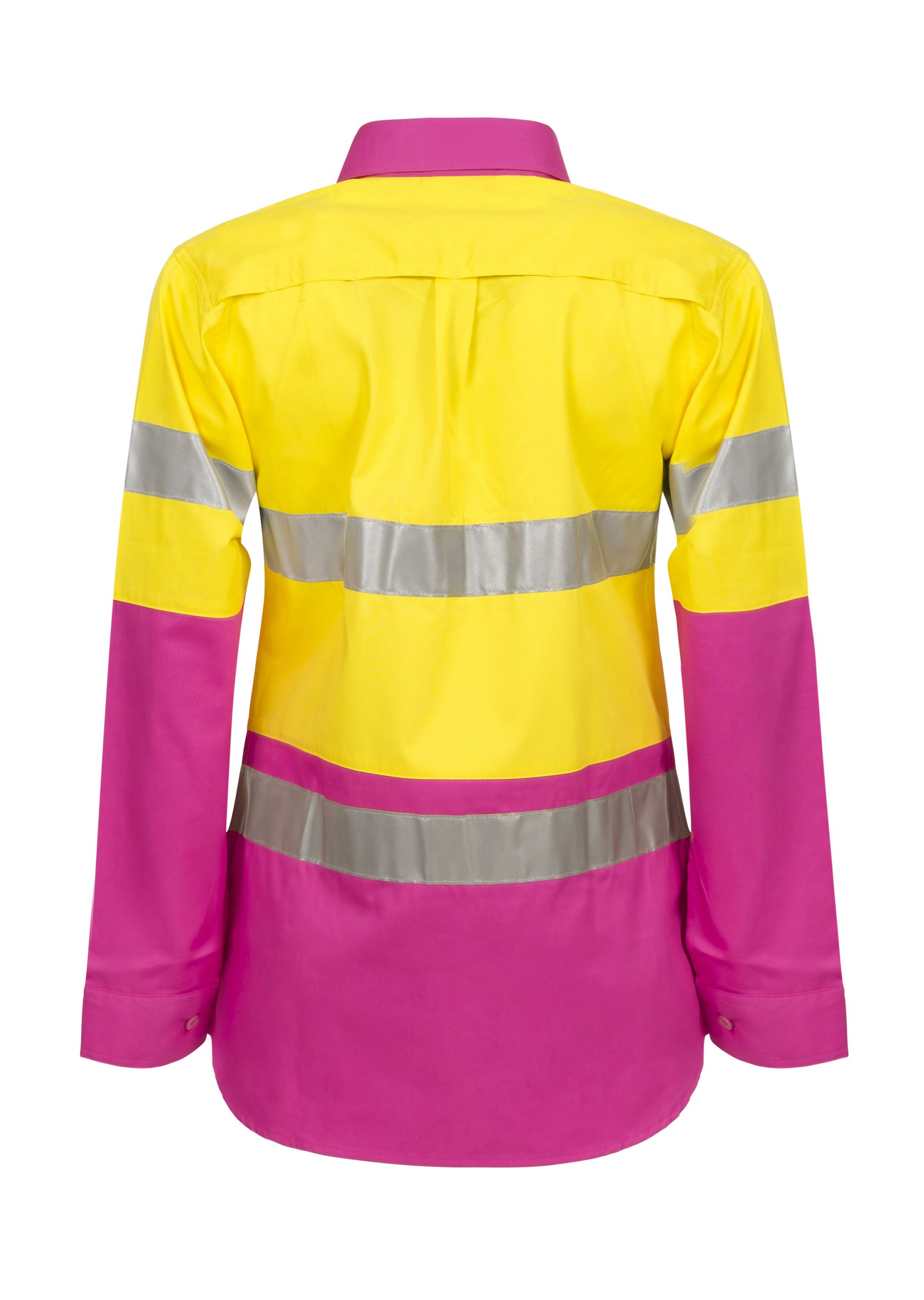 WSL501 Ladies Hi Vis Two Tone Long Sleeve Cotton Drill Shirt With CSR Tape PY2