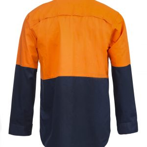 WS4247 Lightweight Hi Vis Two Tone Long Sleeve Vented Cotton Drill Shirt NO2