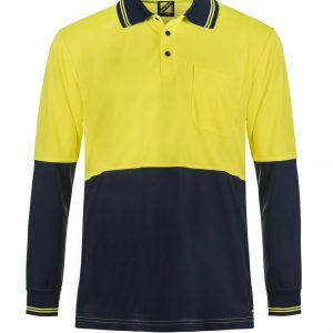 WSP202 HI VIS TWO TONE LONG SLEEVE MICROMESH POLO WITH POCKET NY1