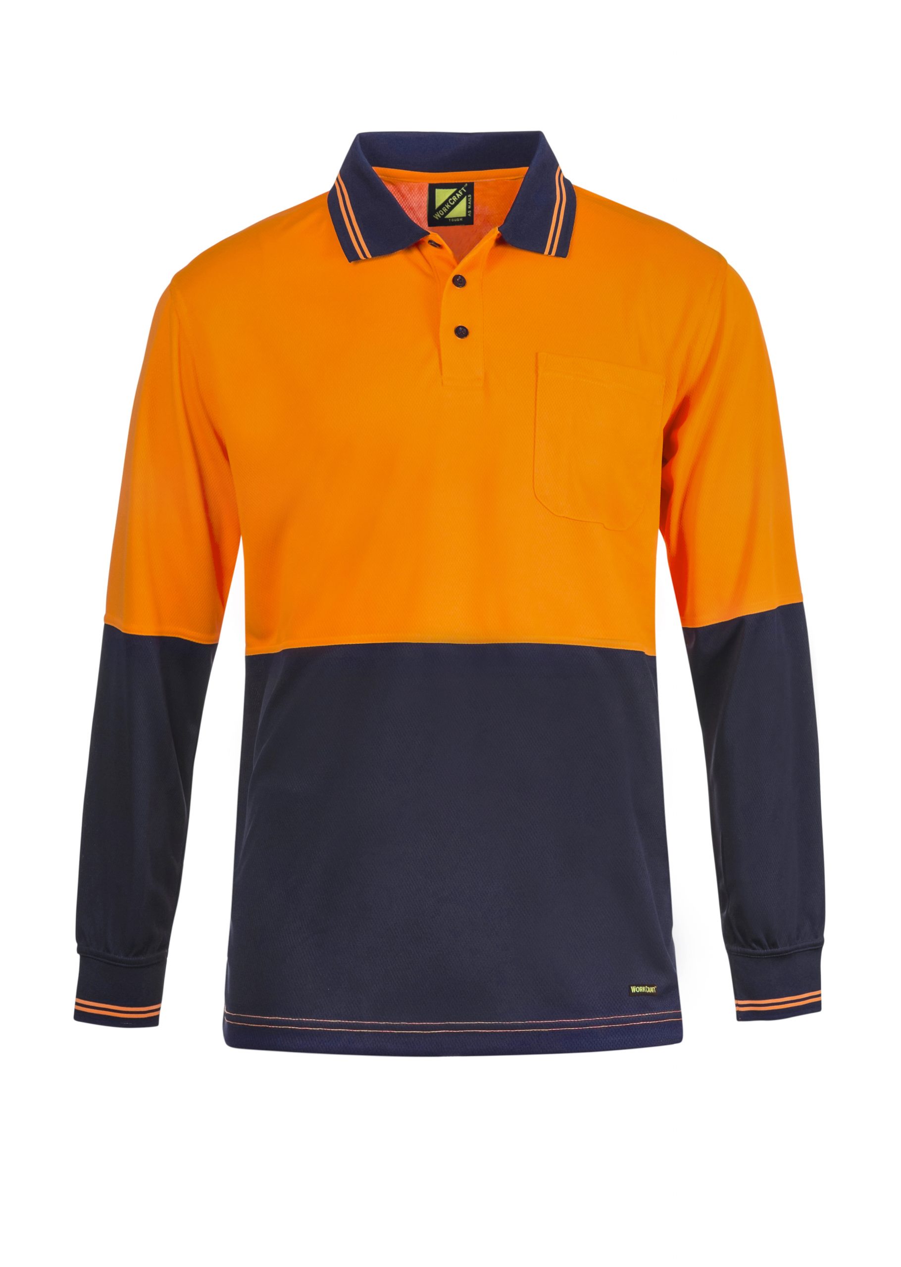 WSP202 HI VIS TWO TONE LONG SLEEVE MICROMESH POLO WITH POCKET NO1