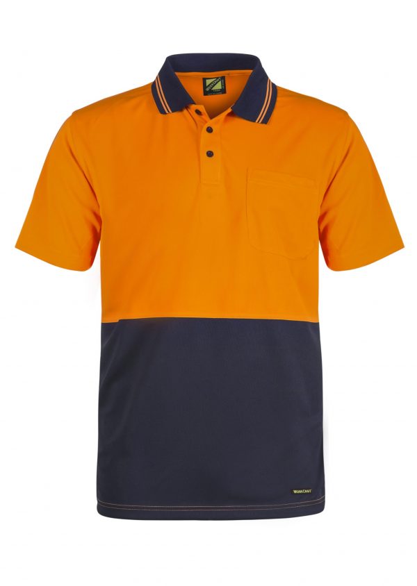 WSP201 HI VIS TWO TONE SHORT SLEEVE MICROMESH POLO WITH POCKET NO1