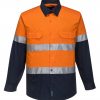 MA801 - Hi-Vis Two Tone Cotton Lightweight Long Sleeve Shirt with Tape ORG1
