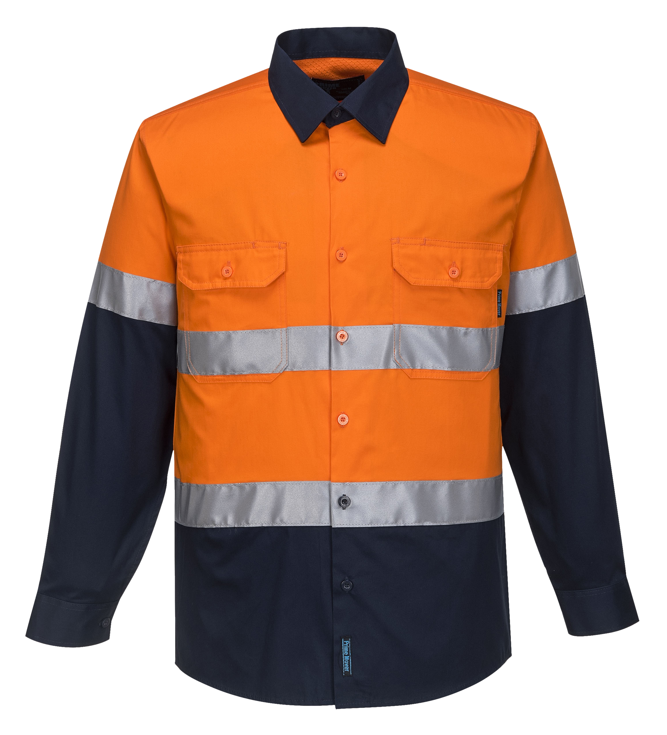 MA801 - Hi-Vis Two Tone Cotton Lightweight Long Sleeve Shirt with Tape ORG1