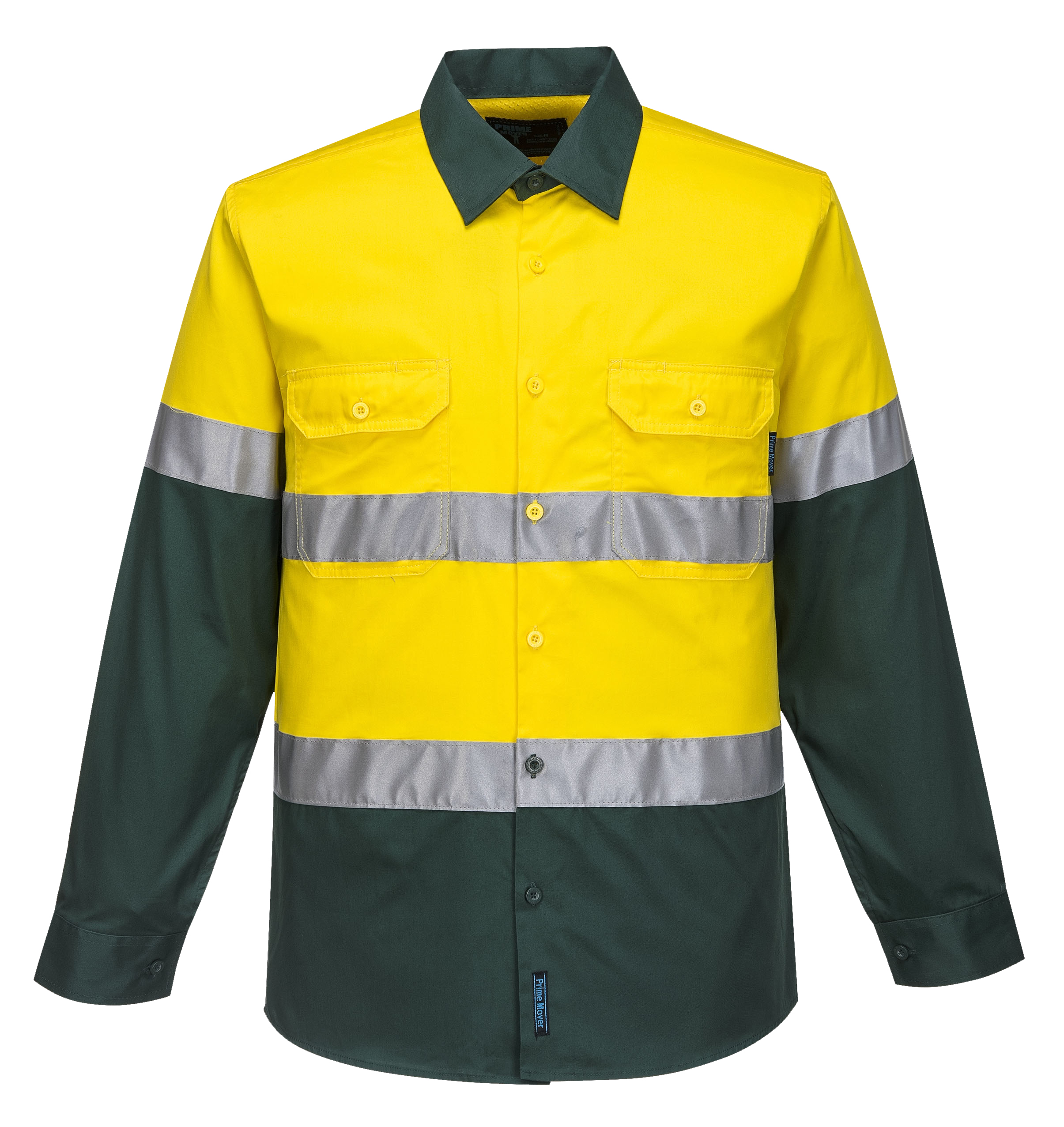 MA801 - Hi-Vis Two Tone Cotton Lightweight Long Sleeve Shirt with Tape GRE1