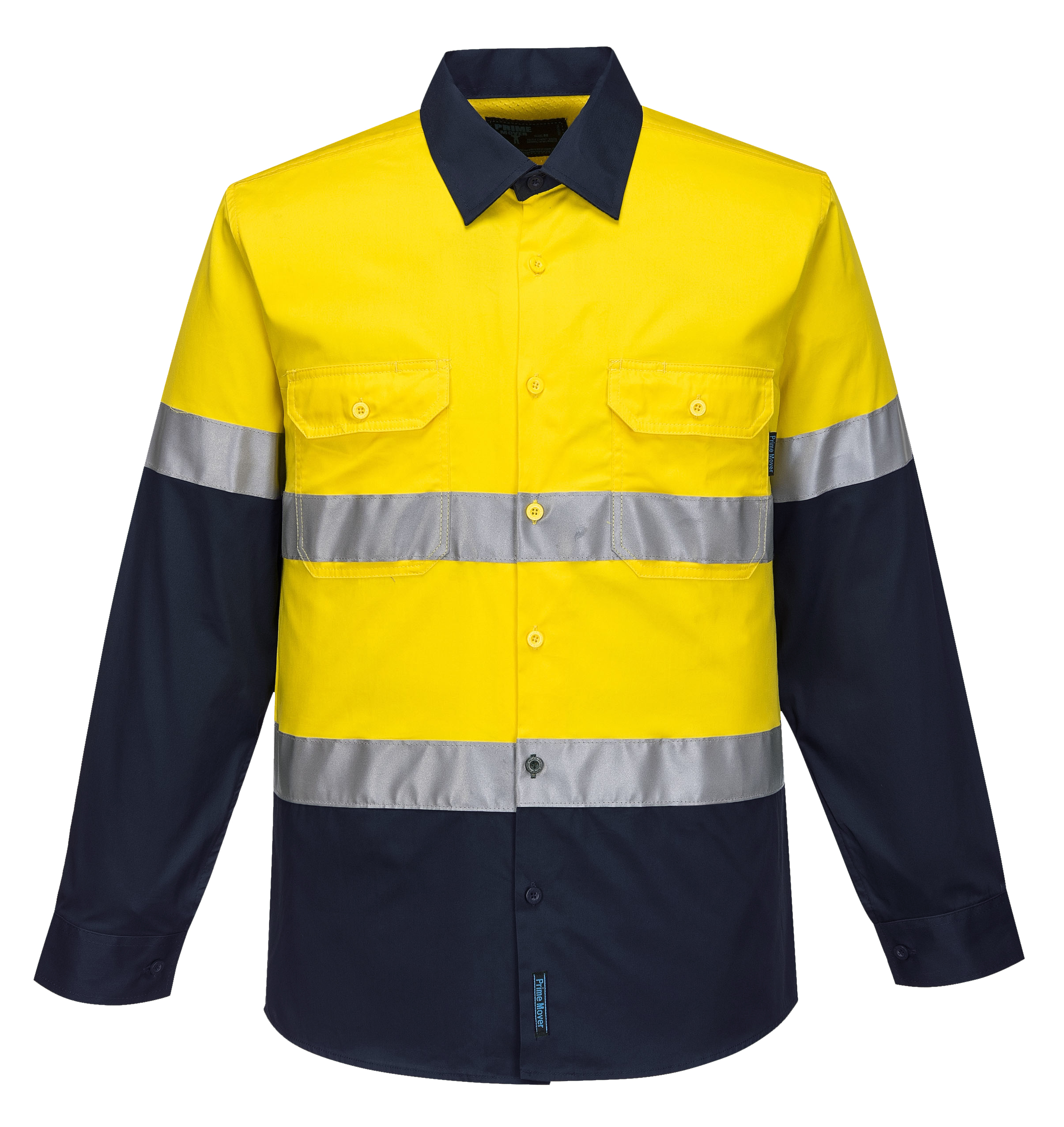 MA801 - Hi-Vis Two Tone Cotton Lightweight Long Sleeve Shirt with Tape NVY1