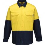 MS802 - Hi-Vis Cotton Two Tone Lightweight Long Sleeve Shirt Y1