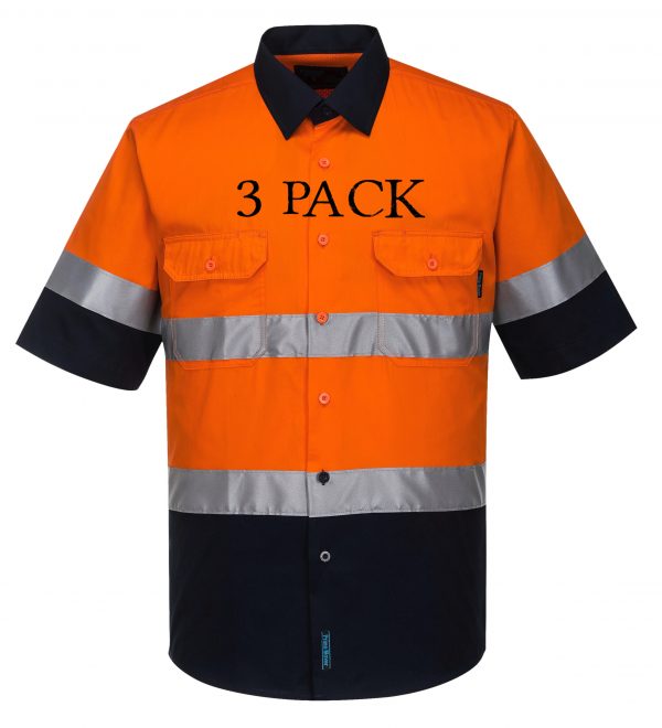 MA802 - Hi-Vis Two Tone Cotton Lightweight Short Sleeve Shirt with Tape ON3PK