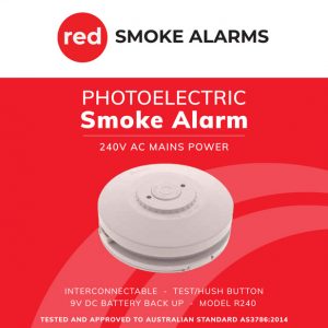 R240 240v smoke alarm with 9v battery back up
