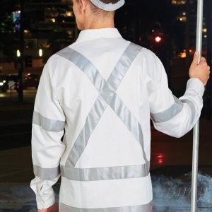 WT09HV - Mens White Safety Shirt - Back