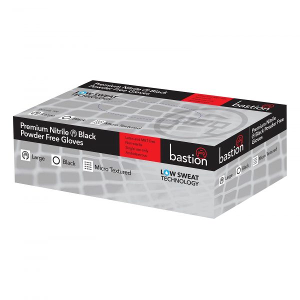 Bastion Premium Nitrile - Black Powder Free Gloves - Micro Textured