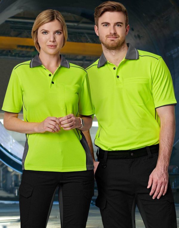 Unisex Hi-Vis Bamboo Charcoal Vented Short Sleeve Polo (SW79)