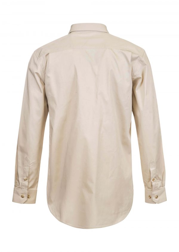 WS3029 Half Placket Cotton Shirt Long Sleeve Cream Back
