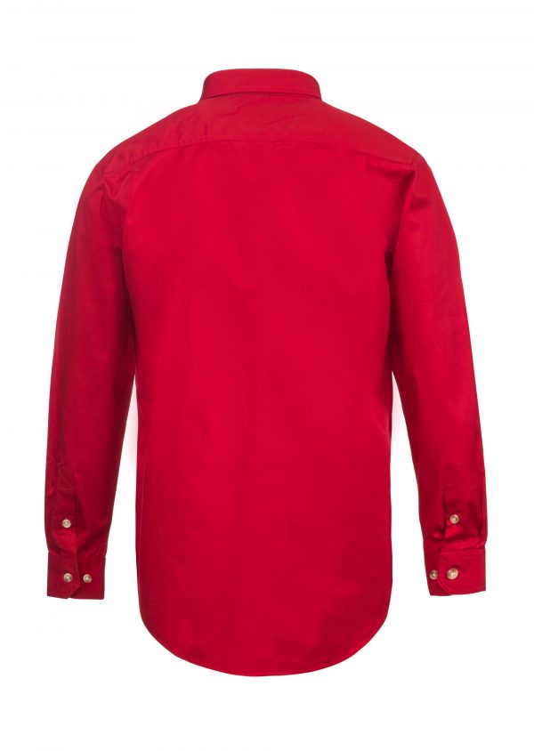 WS3029 Half Placket Cotton Shirt Long Sleeve Crimson Red Back