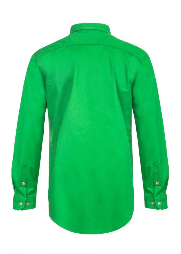 WS3029 Half Placket Cotton Shirt Long Sleeve Electric Green Back