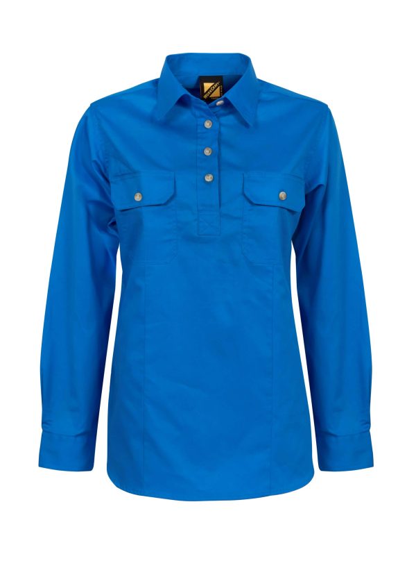 Ladies Closed Front Shirt (WSL505) Cobalt Blue