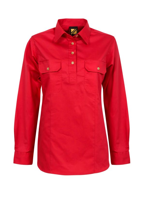 Ladies Closed Front Shirt (WSL505) Crimson Red